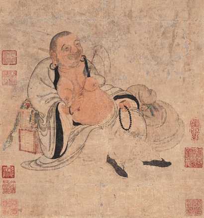 佚名 布袋罗汉图 立轴